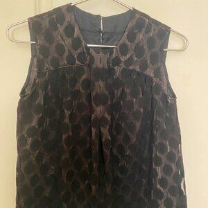 Sui by Anna Sui Black Polka Dot Metallic Blouse - Size 2